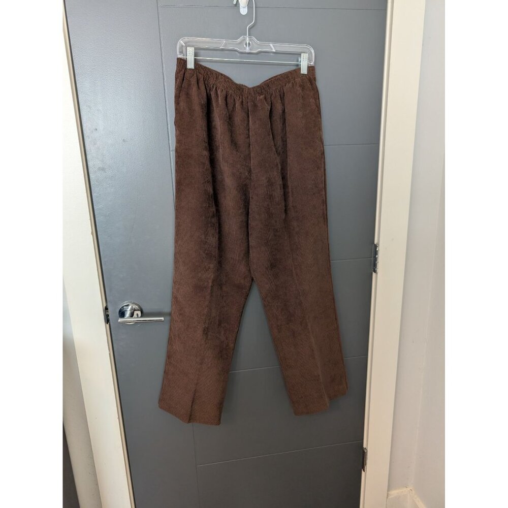 Alfred Dunner Brown Corduroy Elastic Waist Comfortable Fit Pull-On Pants Size 14